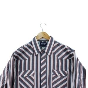 Wrangler Vintage Pearl Snap Mens 17-34 Western Cowboy Cut Shirt X-Long Tails